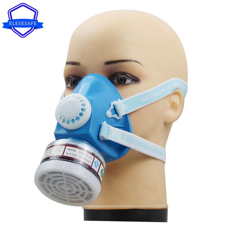 Dust Mask Construction - Natuurlijke Rubber Half Gezicht Gasmasker Blauw
